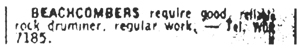 Beachcombers ad