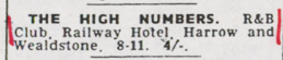 High Numbers Railway Hotel Sept 22 1964