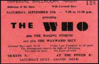 The Who ticket 11 Sep. 1965
