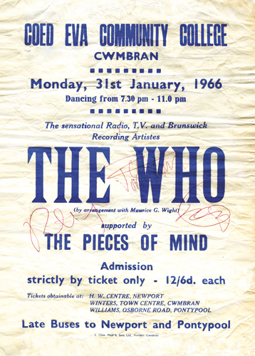 The Who Robert Palmer Mandrakes Concert Poster Spa Royal Hall Bridlington 1966 