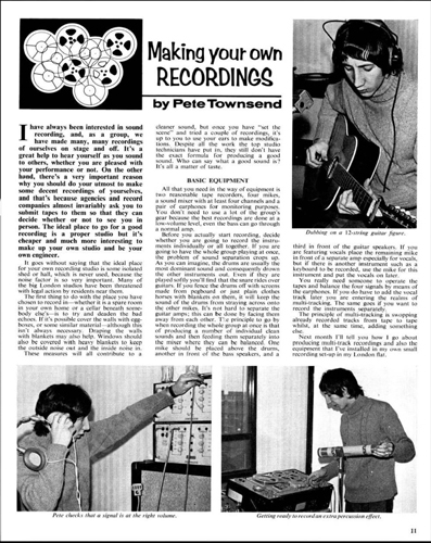 Pete Townshend home recording