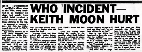 Who Incident Keith Moon Hurt