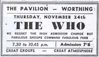 The Who in Worthing ad 1966
