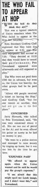 The Who fail to appear at hop