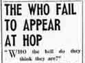 The Who fail to appear at hop