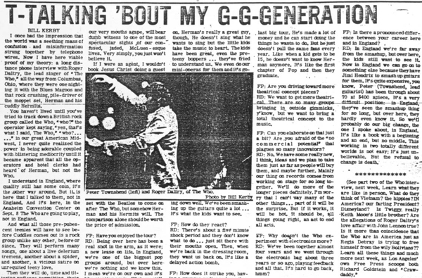 Roger Daltrey Los Angeles Free Press 1967