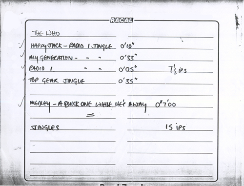 The Who tape 10 Oct 1967