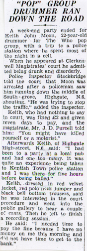 Keith Moon news Nov. 4 1968