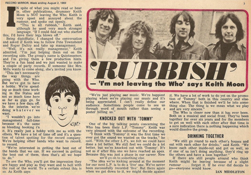 Keith Moon Record Mirror 1969