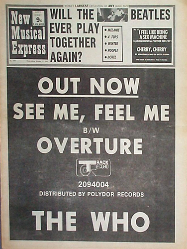 Who ad on cover of NME 17 Oct 1970