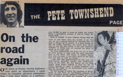 The Pete Townshend Page 17 Oct 1970