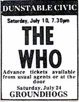 The Who Dunstable 1971 ad