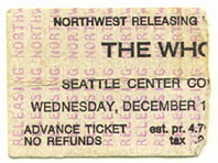 The Who Seattle ticket 1971