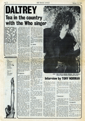 Daltrey: tea in the country with the Who singe
