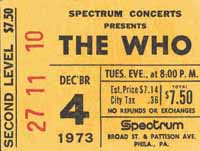 1973 Philadelphia Who ticket
