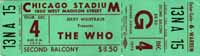The Who 1975 Chicago ticket