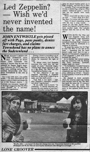 John Entwistle NME 5 Mar 1977