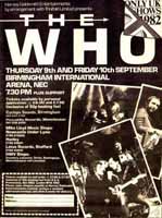 The Who 1982 Birmingham ad