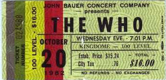 The Who ticket Seattle 1982