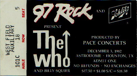 The Who ticket 12-03-82