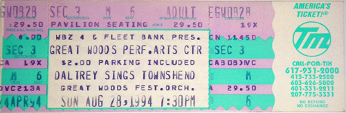 1994 Daltrey Great Woods ticket