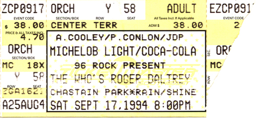 Roger Daltrey Atlanta ticket 1994