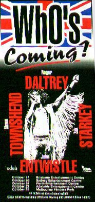 Who's Coming? Australian tour bill
