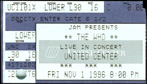 The Who Chicago ticket 1996