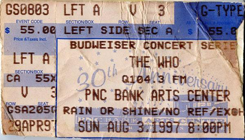 The Who ticket PNC Bank 1997