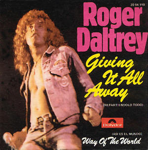 Spanish picture sleeve for Roger Daltrey's Giving It All Away