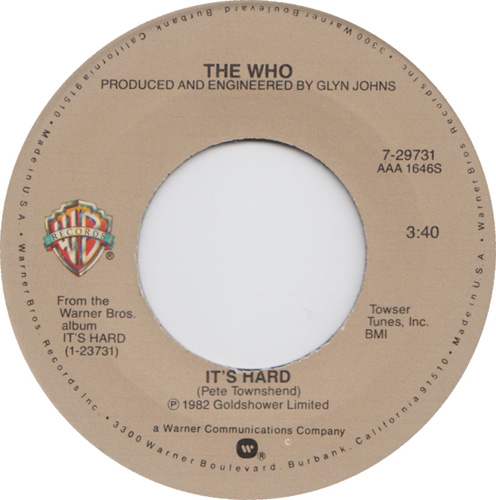 Its Hard The Who 45