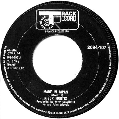 Made in Japan UK 45 label